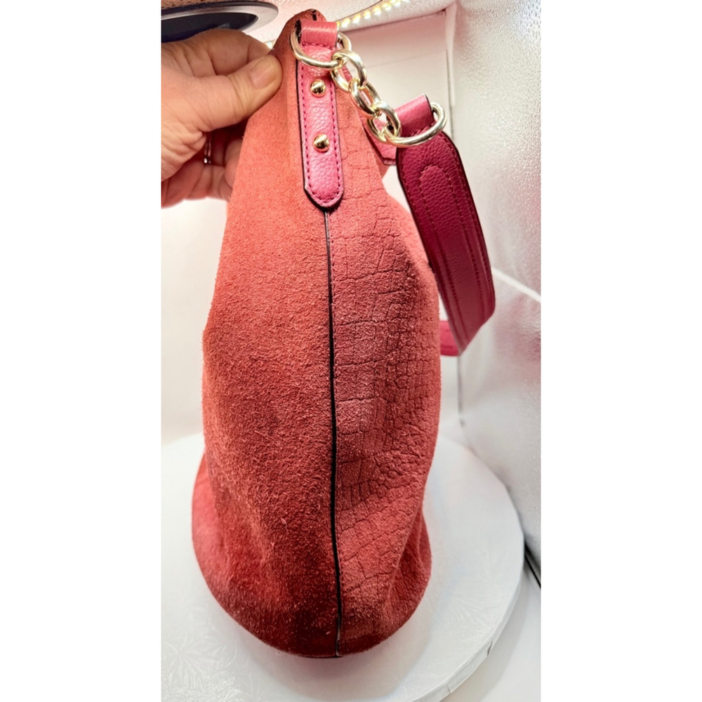 Kate Spade New Year Arianna Larchmont Ave Pink Suede Exotic Bucket Bag - Picture 3 of 9
